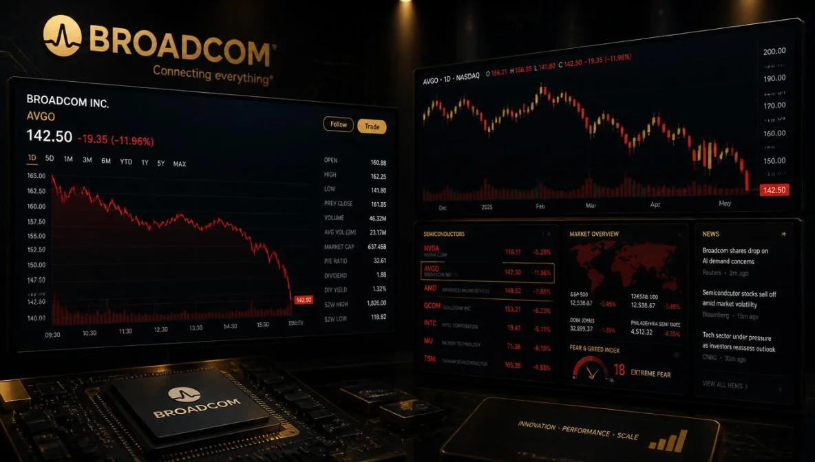 Broadcom chute boursière graphiques rouges semi-conducteurs IA
