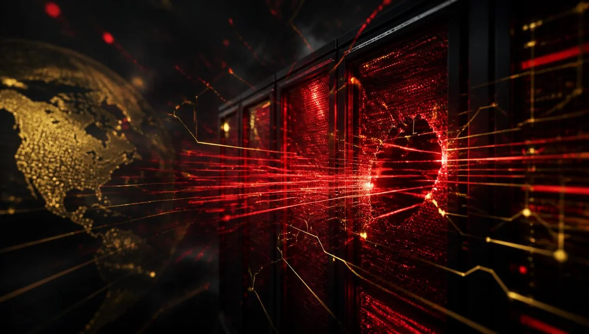 Serveur piraté code source volé, intrusion cybersécurité rouge, données musicales compromises