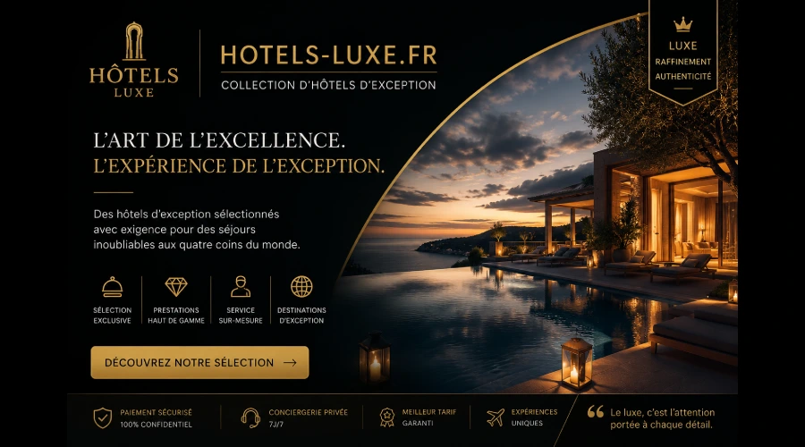 Hôtel de luxe, plateforme de réservation