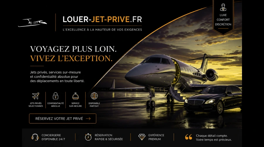 Jet privé en vol, plateforme de location